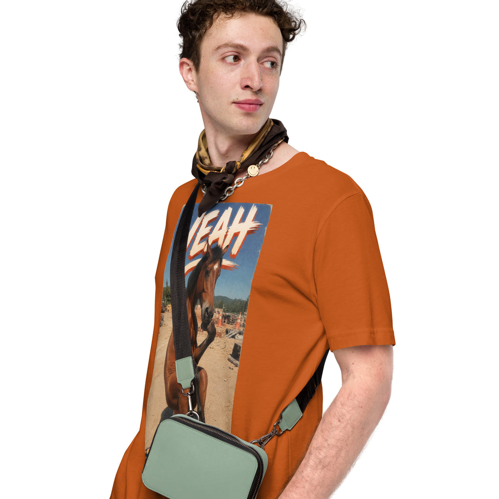 Just Chillin' tee in autumn orange, side view