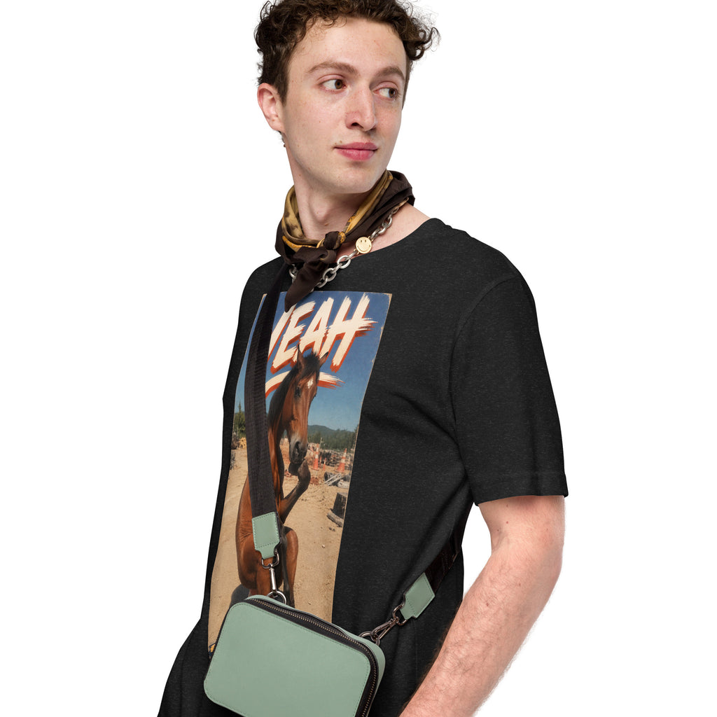 Just Chillin' tee in black heather, side view