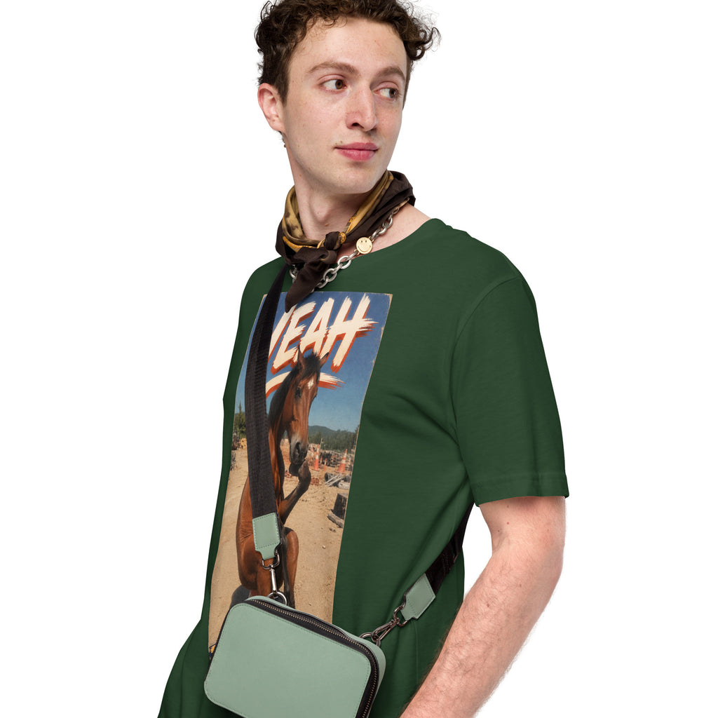 Just Chillin' tee in forest green, side view
