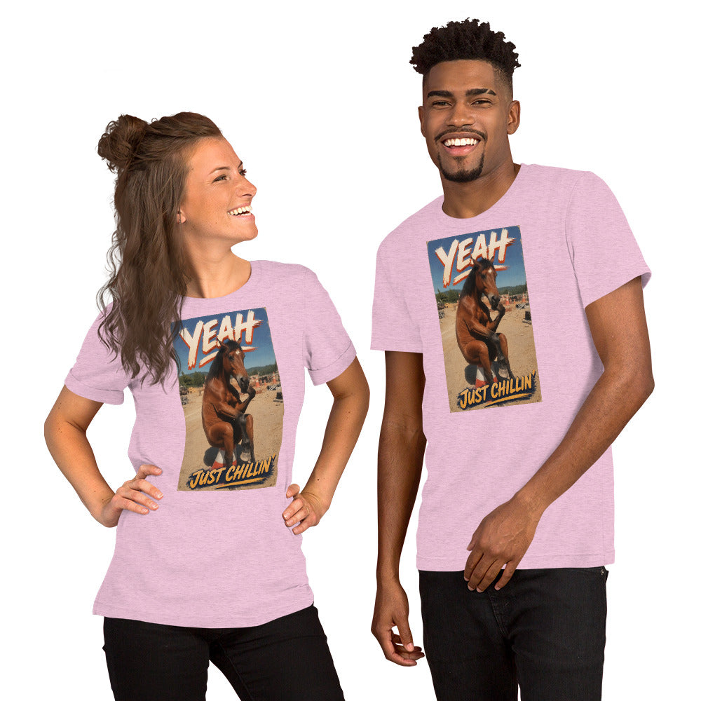Just Chillin' tee in heather prism lilac, front view