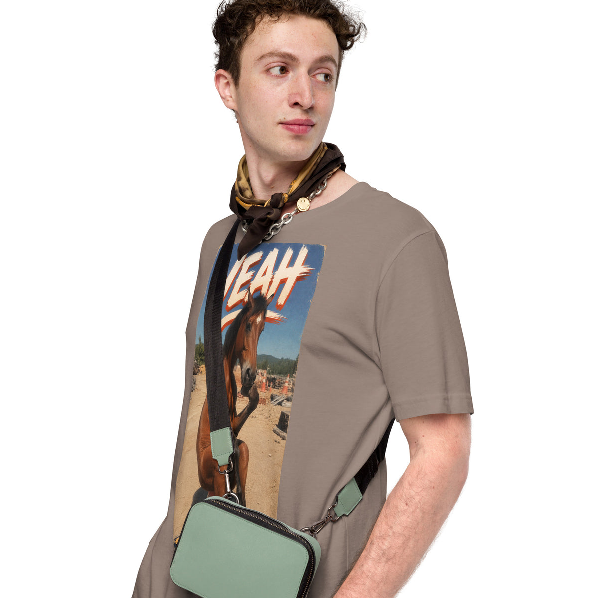Just Chillin' tee in pebble grey, side view