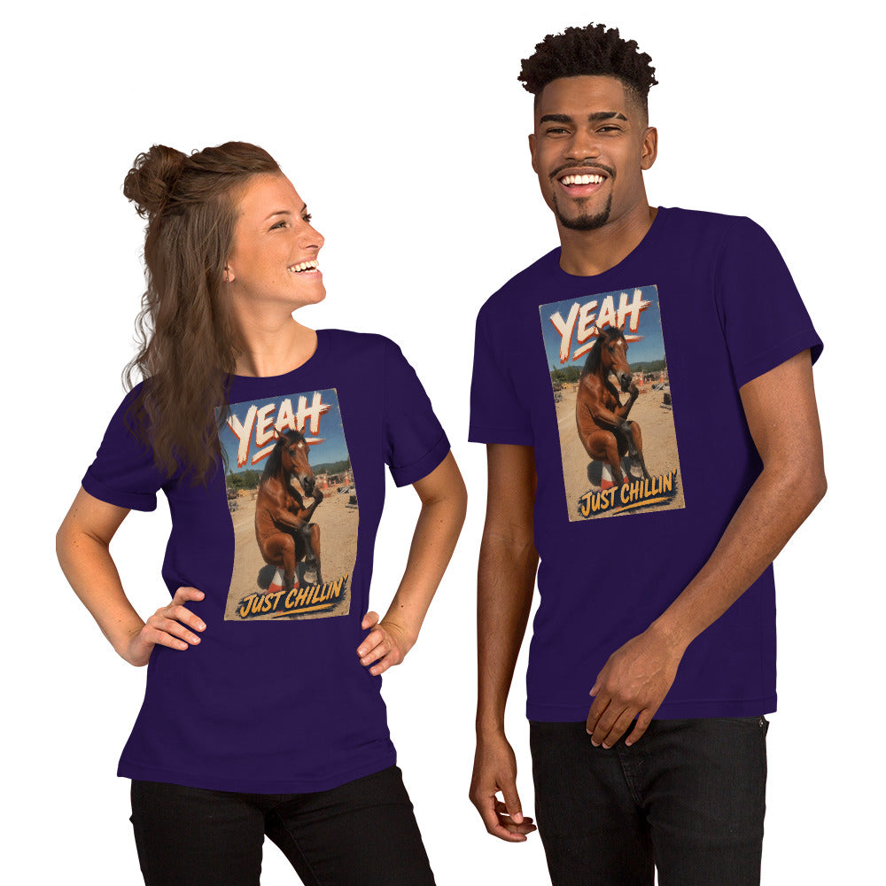 Just Chillin' tee in team purple, front view