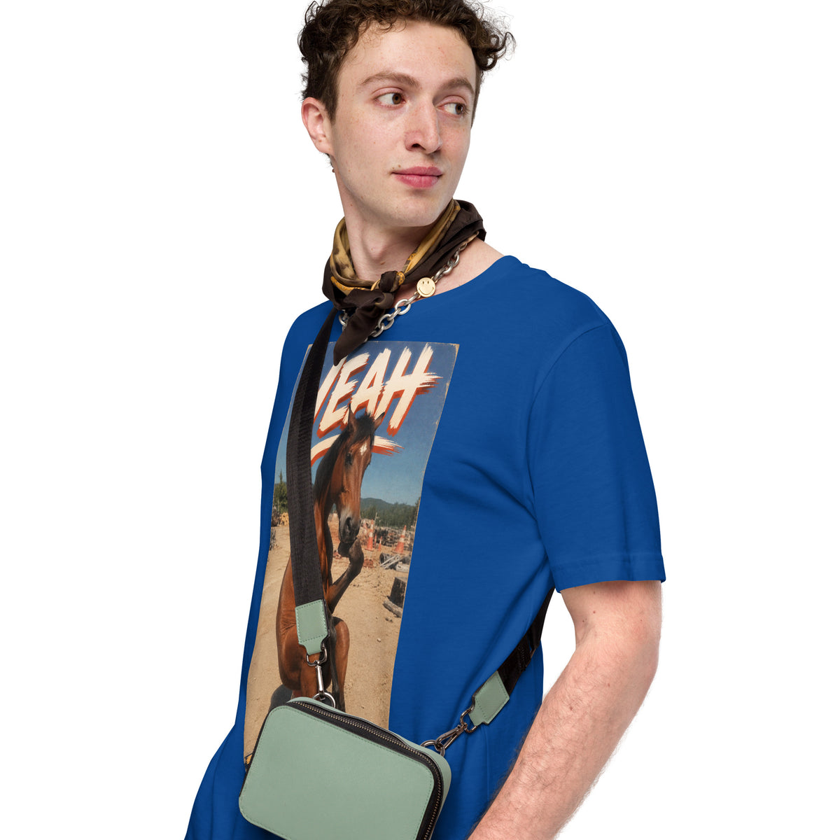 Just Chillin' tee in true royal blue, side view